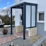 Eingangsueberdachung Au Anthrazit Sichtschutz Seitlich LED Beleuchtung Wetterschutz