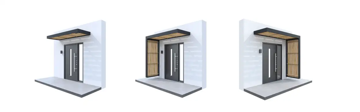 Eingangsüberdachung Aluminium mit Holzoptik