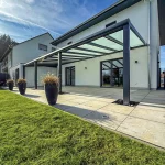 Terrassenüberdachung Aluminium Anthrazit 7x3 Meter mit Glas Matt